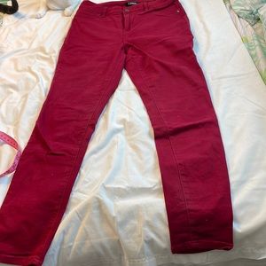 Burgundy jeans by d.Jean with a 28 inch inseam